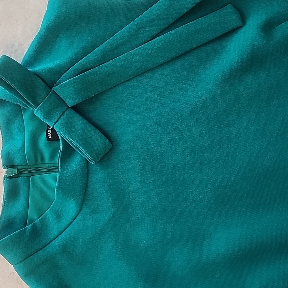 Nwot Maggy London Women's Sleevless Midi Seath Dress Teal SZ 8 - Picture 3 of 5
